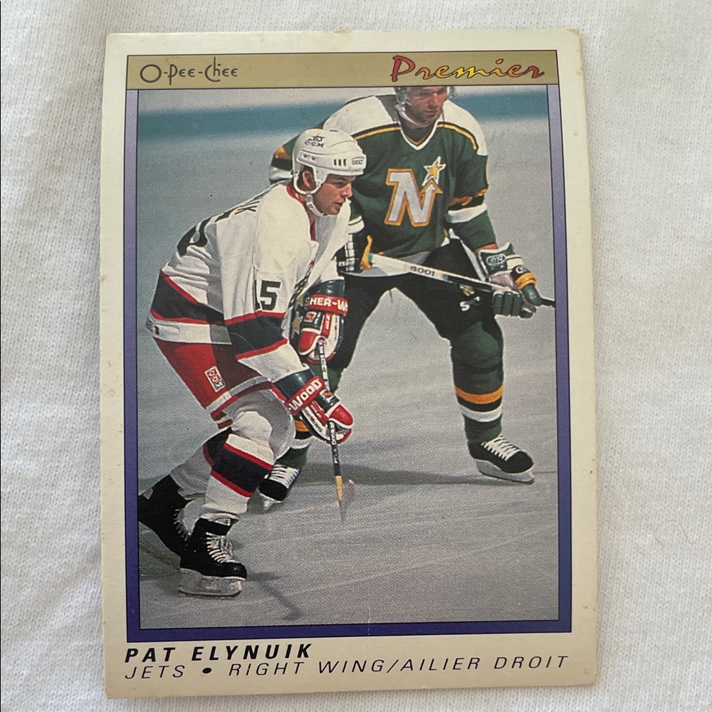 1990-91 O-Pee-Chee Premier Pat Elynuik Winnipeg Jets Card #28